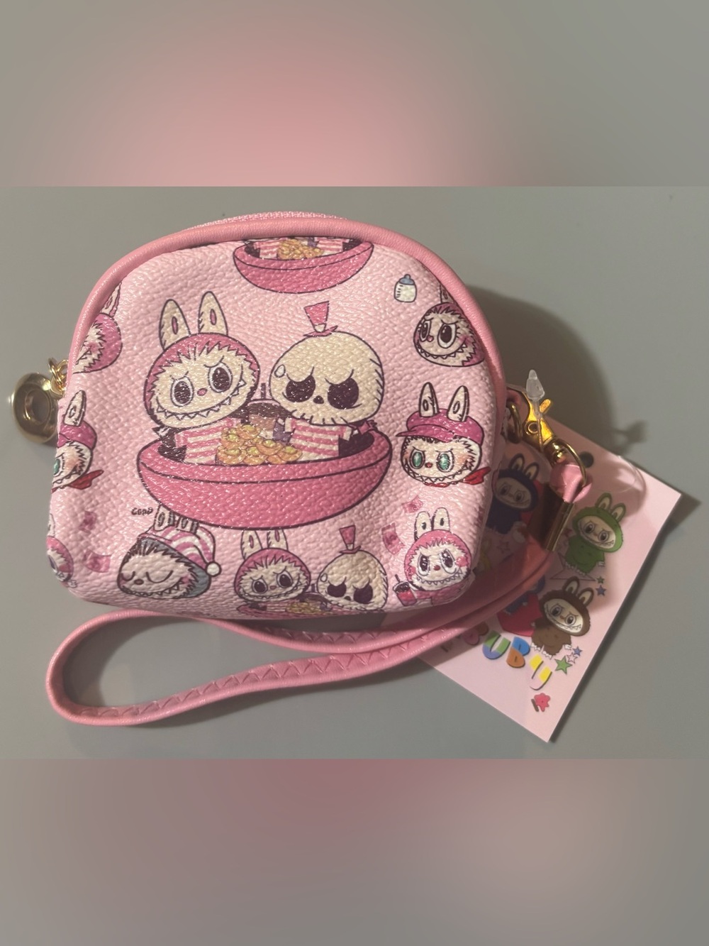 Labubu Pink Kids Wristlet Coin Purse